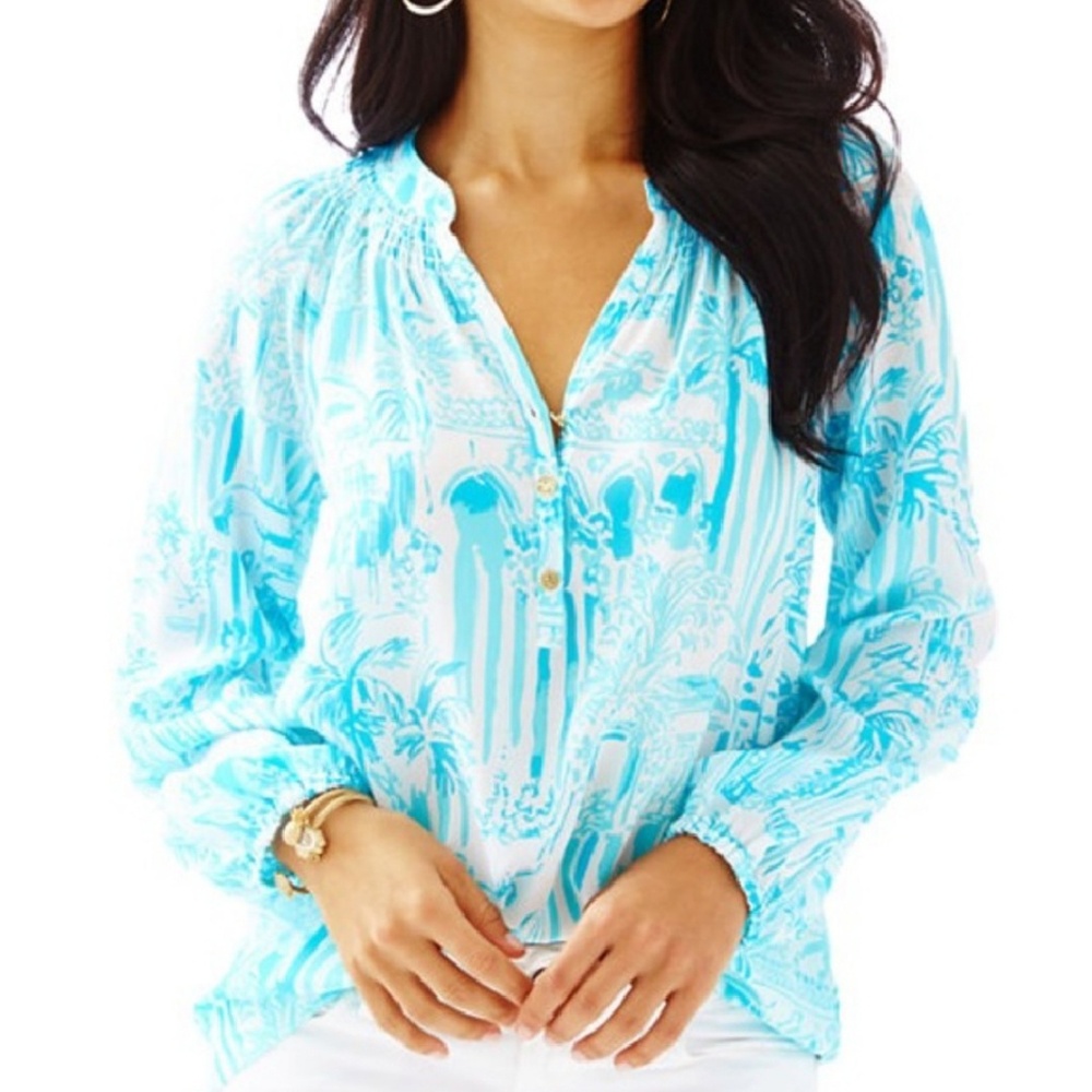 GUC Lilly Pulitzer Silk Elsa Top Size Medium in La Via Loca